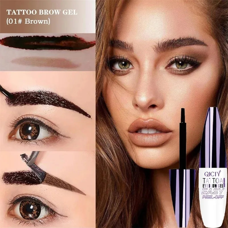 Waterproof Peel-off Eyebrow Tattoo Tint Gel Lasting Film Forming Black Eyebrow Dye Cream Semi-permanent Natural Eyebrow Makeup Zpaxo
