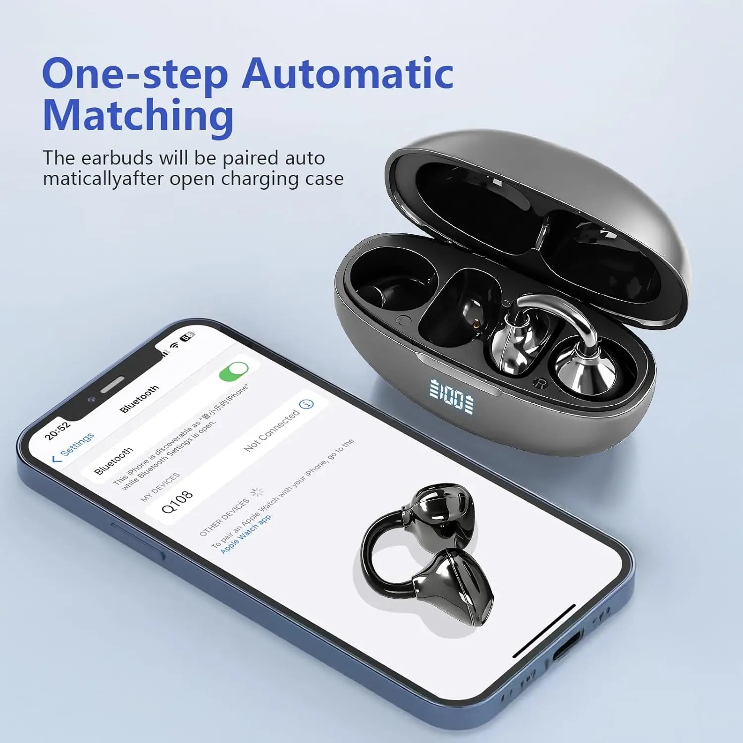 UYUXIO Clip Ear Open Earbuds BT 5 4 Headphones IPX7 Waterproof