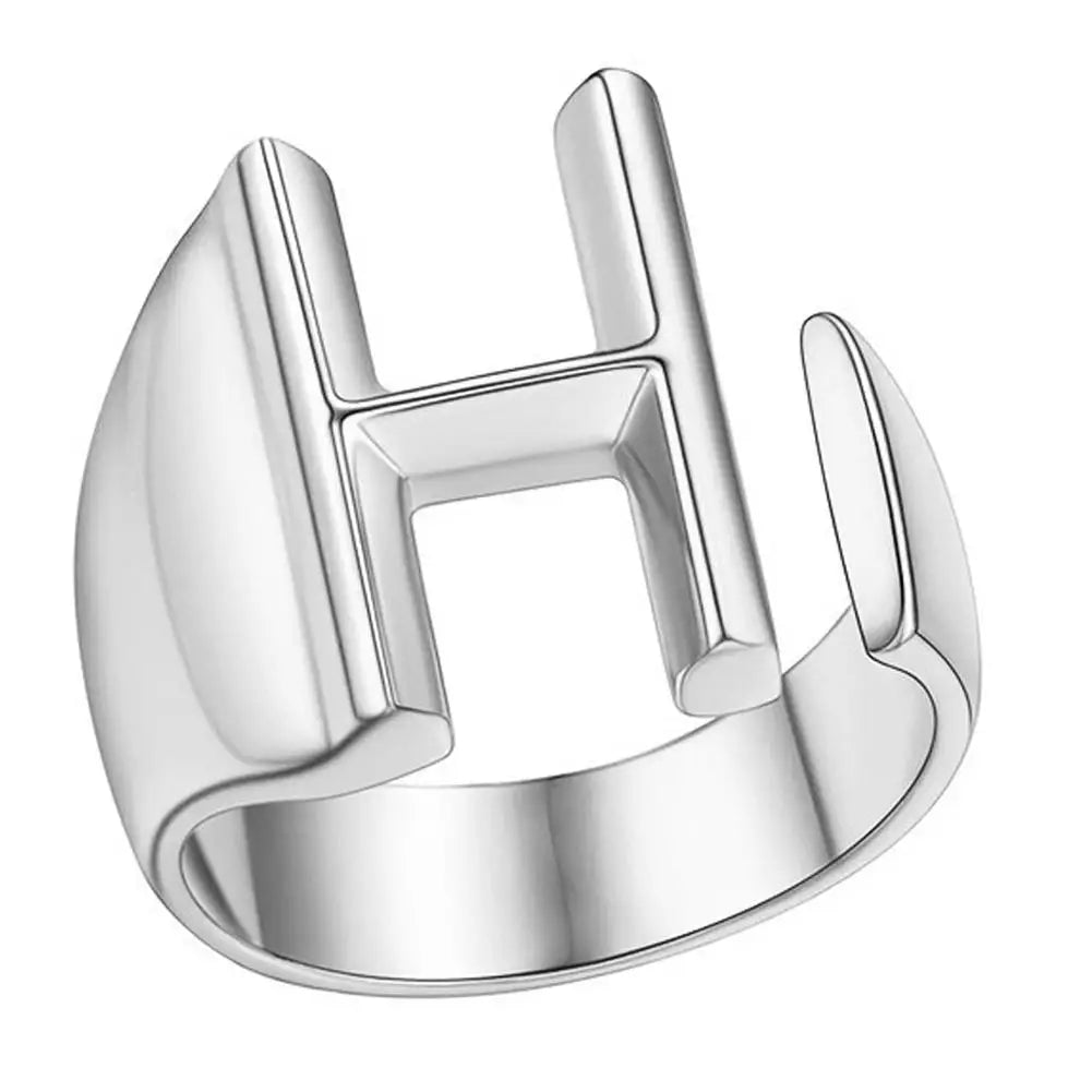 A-Z Initial Letter Ring – Adjustable Open Band Ring for Women