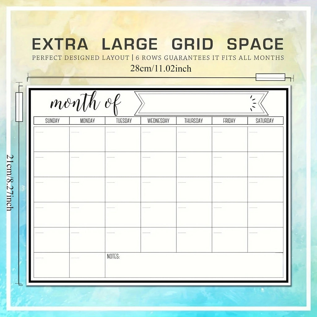 Magnetic Fridge Calendar Strong Backing Smooth Dry Erase Surface