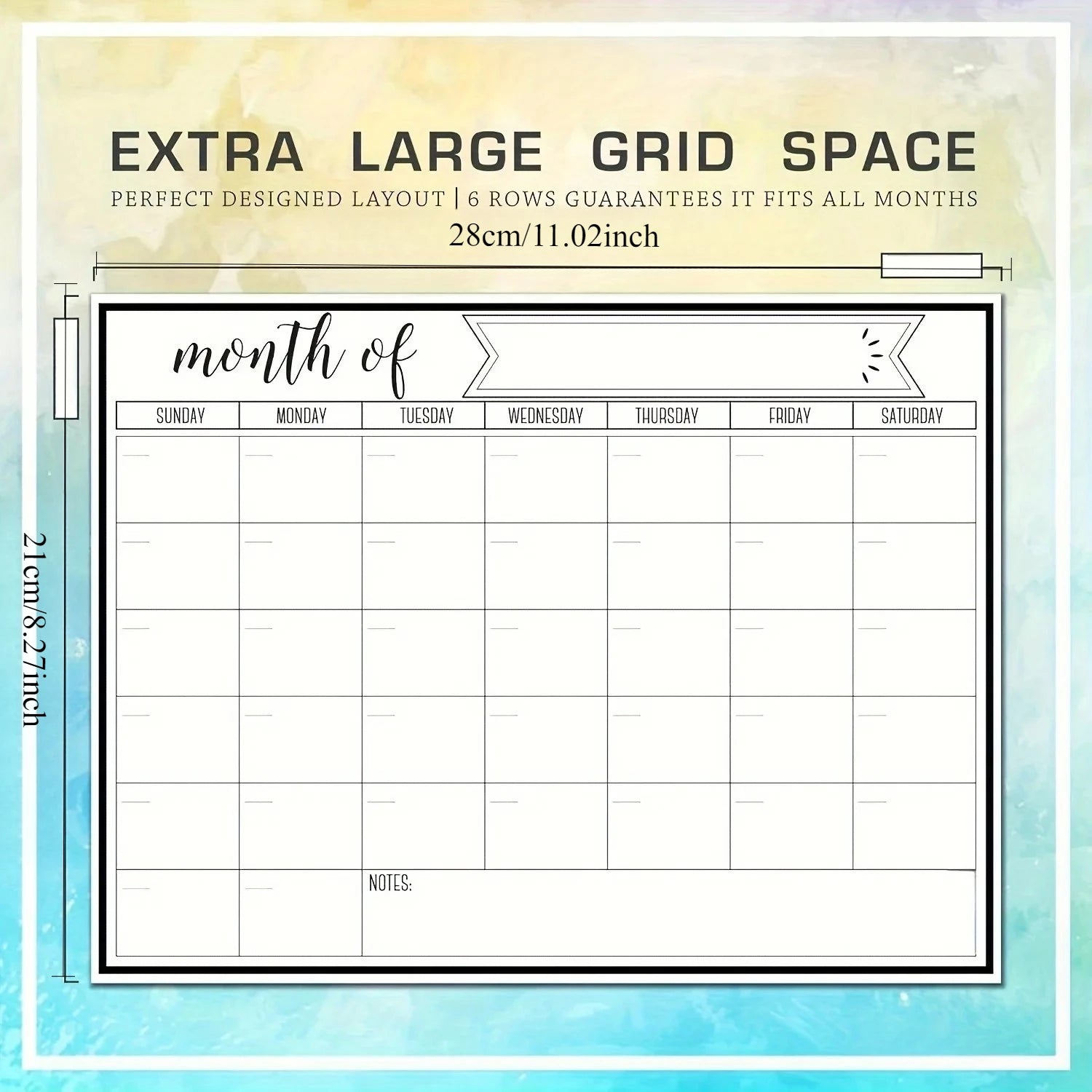 Magnetic Fridge Calendar Strong Backing Smooth Dry Erase Surface