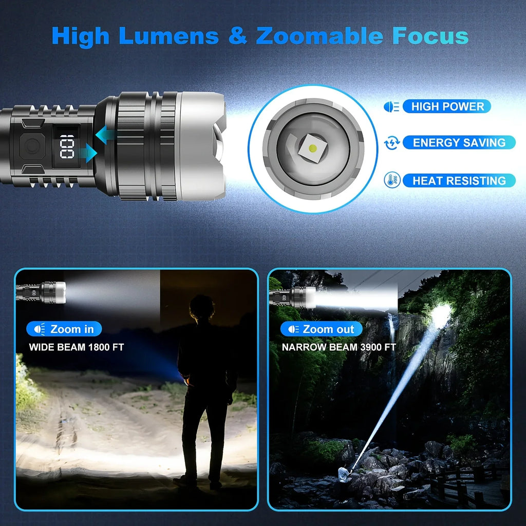 POCKETMAN 3800 Lumen LED Flashlight – 5 Modes USB Rechargeable