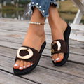 Women's Summer Fish Mouth Open Toe Metal Buckle Embellishment Zpaxo coffee 43