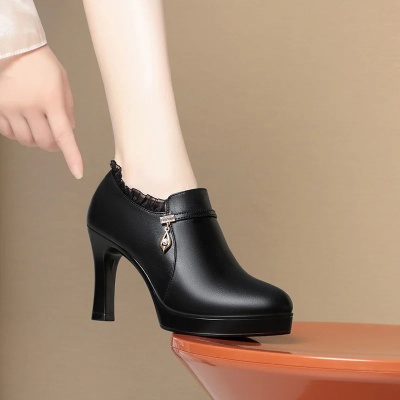 Heeled Single Shoes Soft Sole Surface Comfortable Deep Mouth Zpaxo