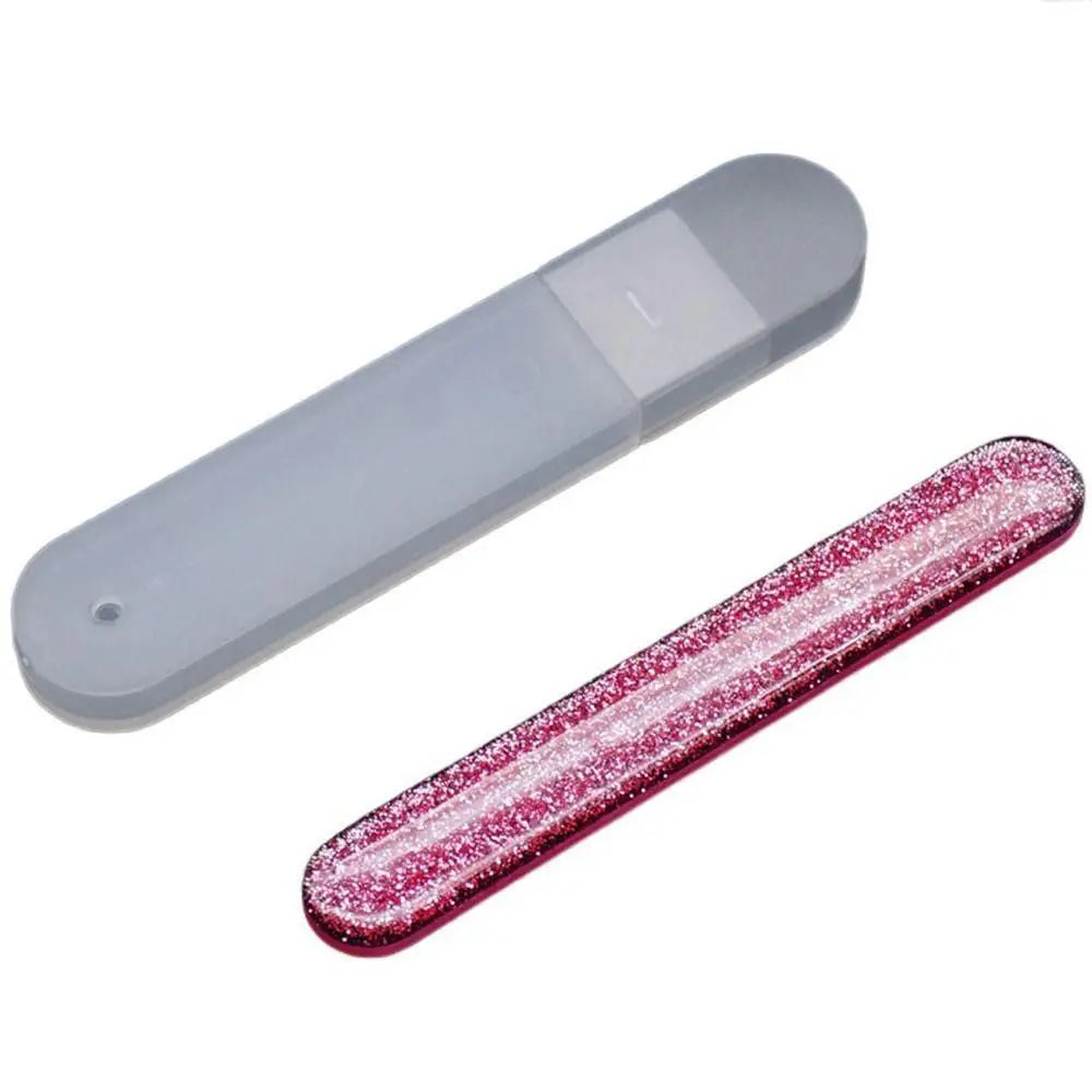 1Pcs Nano Glass Nail File Polisher Salon Manicure Tool Nail Polishing Strip with Storage Case Nail Art Polish Manicure Zpaxo pink