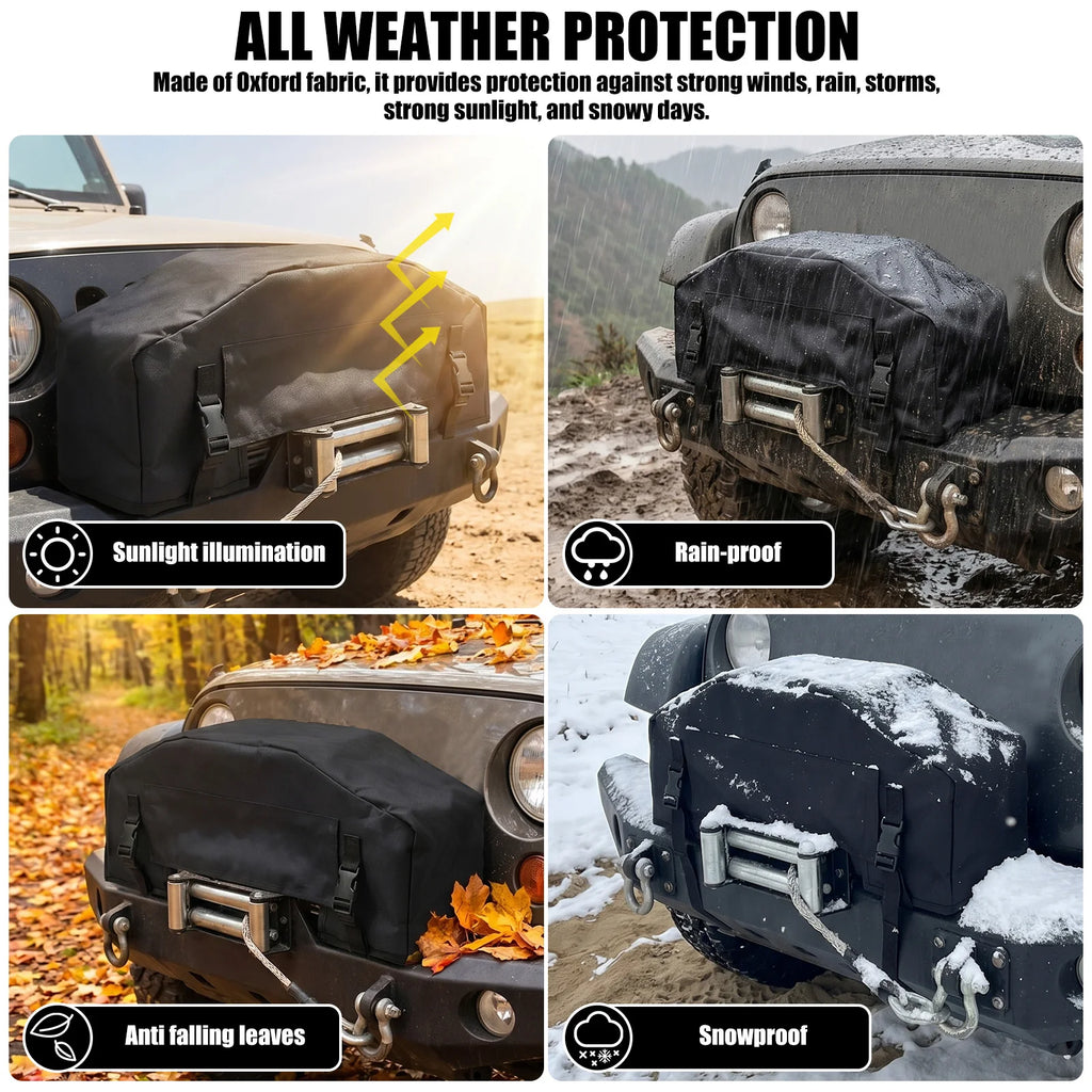 Winch Cover 8000-12000 Lbs Waterproof Oxford Fabric Universal Electric Winch Protector Heavy Duty Dustproof Case for SUV 4x4 Off Zpaxo