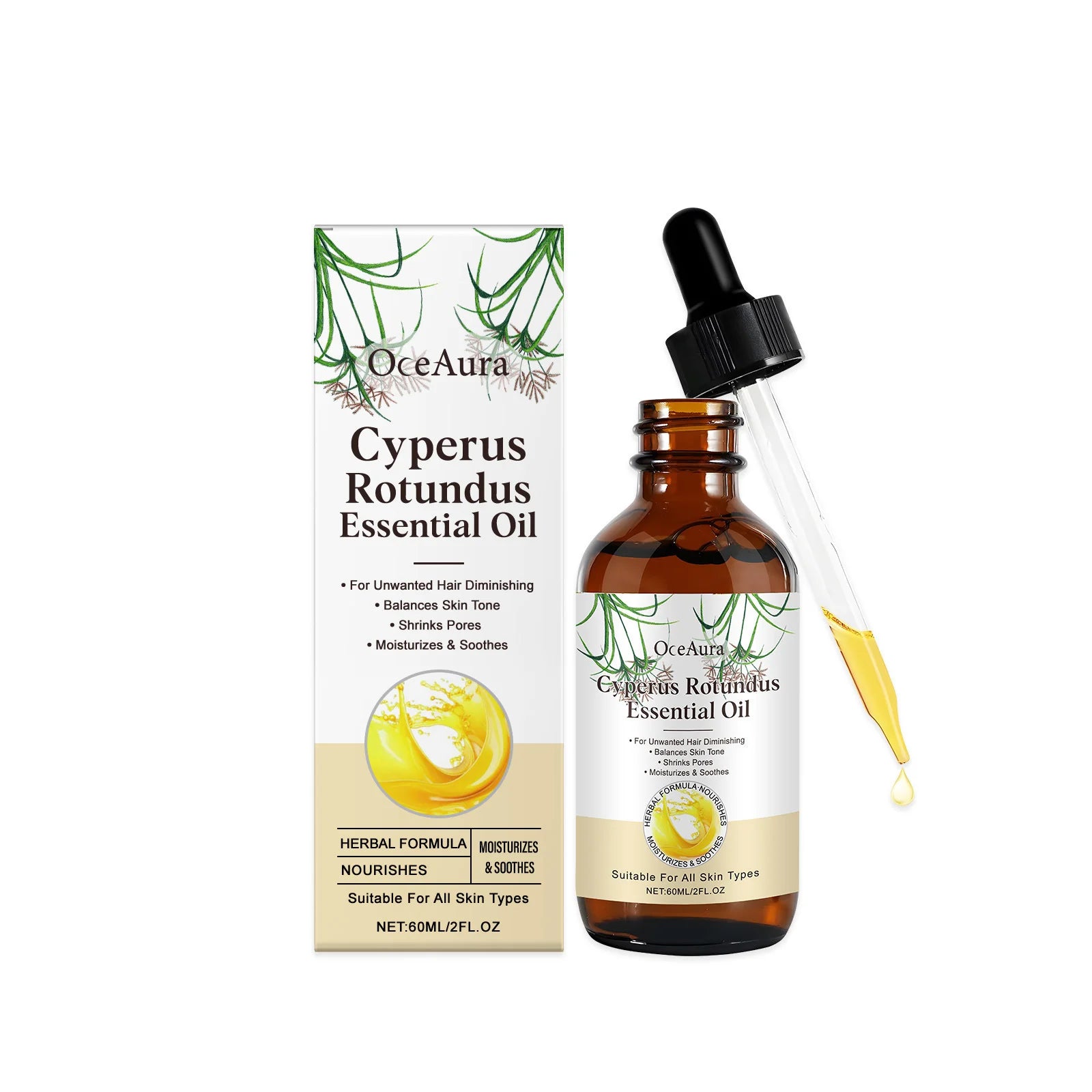 OceAura Cyperus Rotundus Oil – Hair Growth Reducer & After Shave Hair Growth Reducer Oil Zpaxo 60ml boxed