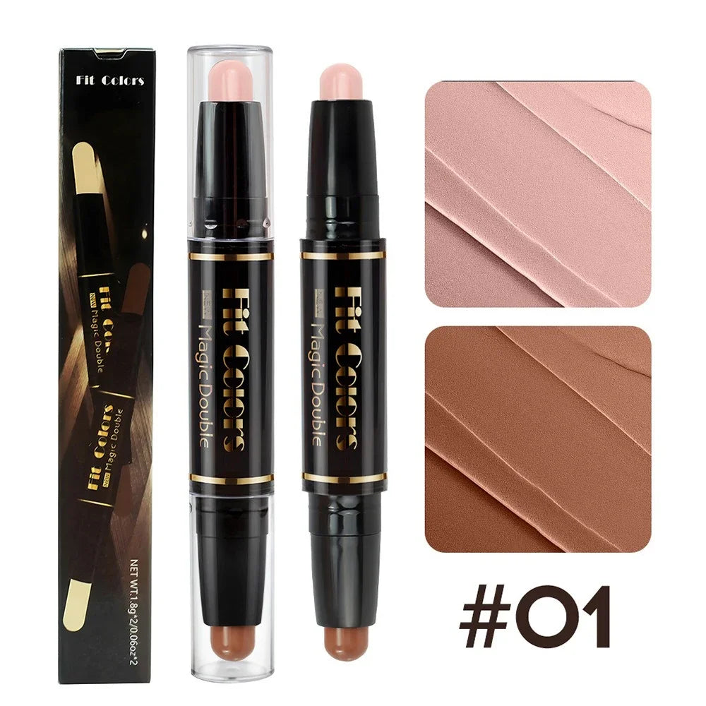 Double-head Highlight Shadow Stick Face Bronzer Contouring Pen Zpaxo 01