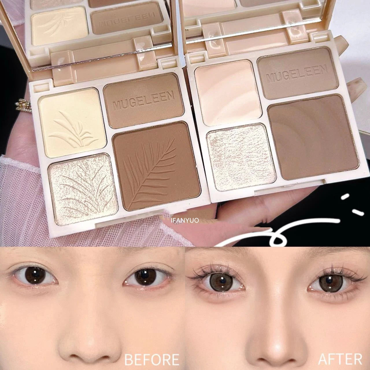 4Colors Matte Highlighter Contour 3D Facial Bronzer Brightening