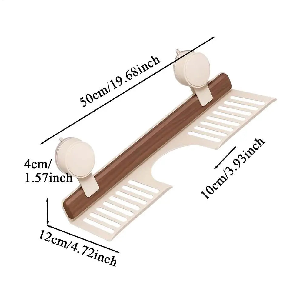 Bathroom Wall Organizer Walnut Suction Cup Bathroom Shelf Faucet Storage Rack Soap Holder Organization Storage for Home Kitchen Zpaxo Creamy CN