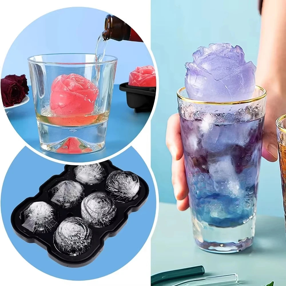 Ice Cube Mold Silicone Tray DIY Ice Ball Rose Diamond Skull Ice Maker Creative Drinking Cooking Tools Gadget Silicone Ice Mold Zpaxo