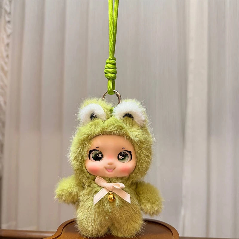 ▶1Pcs Cute Family Series Animals Vinyl Face Plush Forest Doll Pendant Backpack Decoration Gifts Zpaxo Green