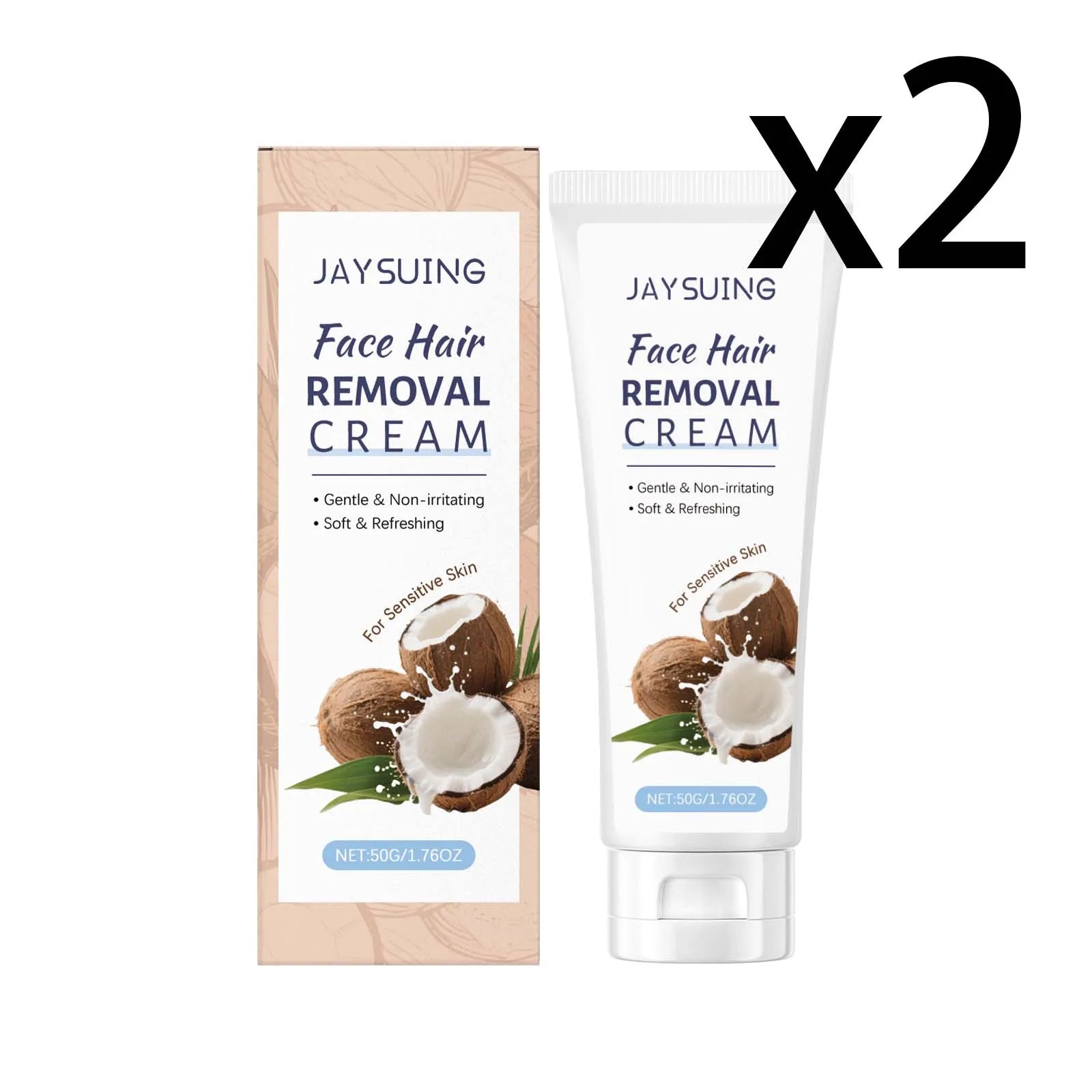 Coconut Facial Hair Removal Cream – Gentle & Fast | 50g Facial Hair Removal Cream Zpaxo 2x50g