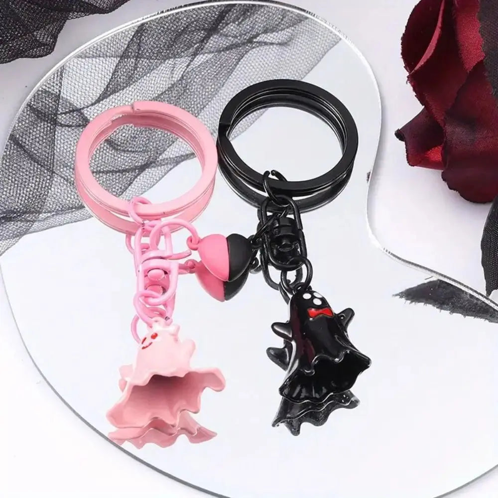 1Pair Creative Bag Hanging Halloween Ghost Keychain Cute Ornaments Magnetic Ghost Pendant Couple Lovers Key Rings Bag Decor Zpaxo