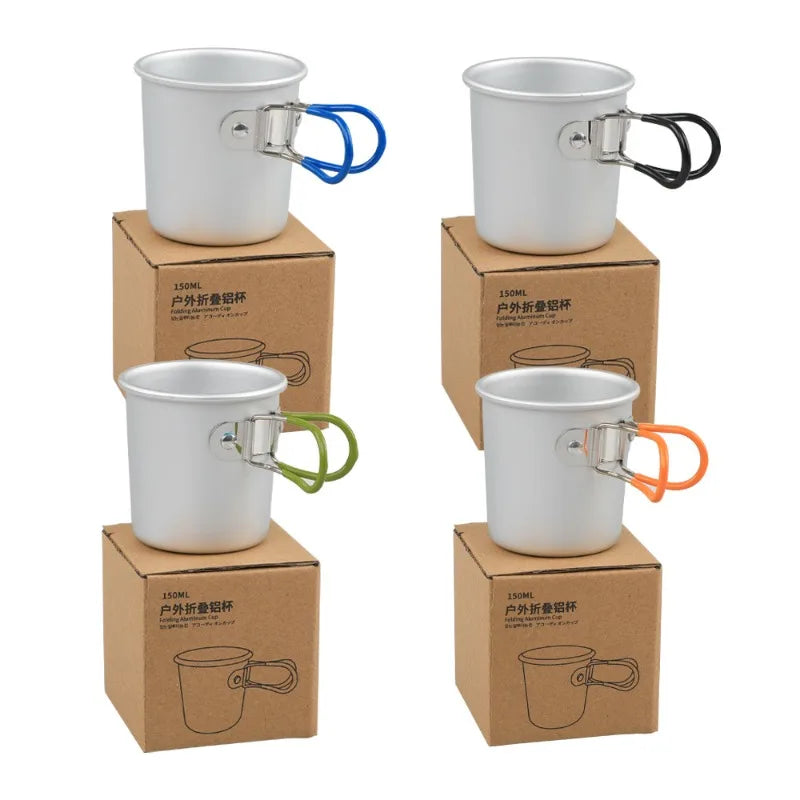 Hot 150ml Outdoor Camping Folding Aluminum Cup, Portable Coffee Mug, Aluminum Alloy Beer Cup, Camping Tea Cup Zpaxo