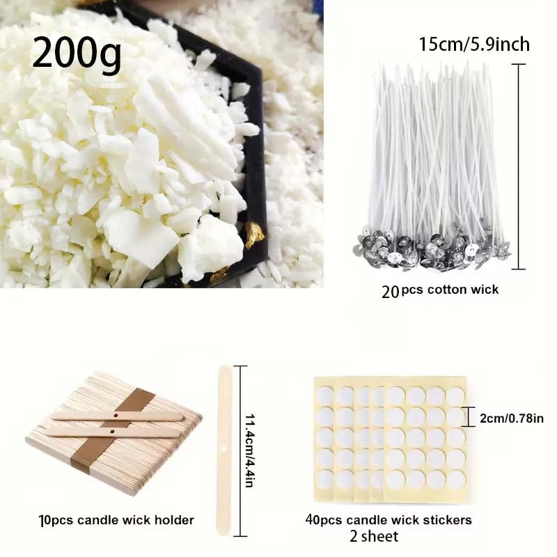 200g Soy Wax Candle Making Kit – Wicks, Stickers & Holders Candle Making Kit Zpaxo set 1