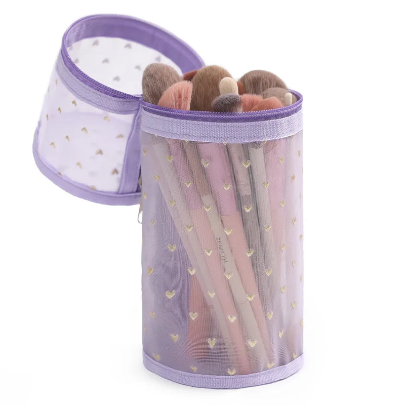 Multi-purpose Mesh Vertical Pencil Case Pencil Pouch Student Stationery Organizer School Supplies Makeup Travel Cosmetic Bag YUZ Zpaxo