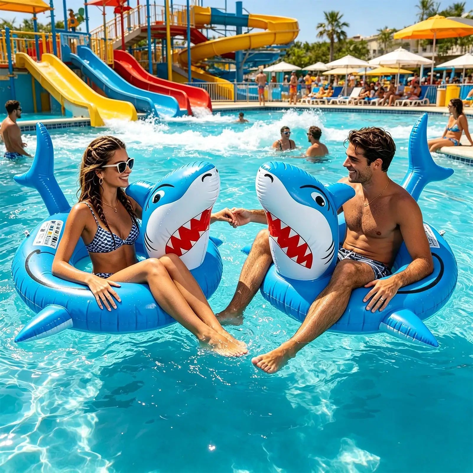 Shark Pool Floats Adults Inflatable Sun Tanning Lounge Chair Quick