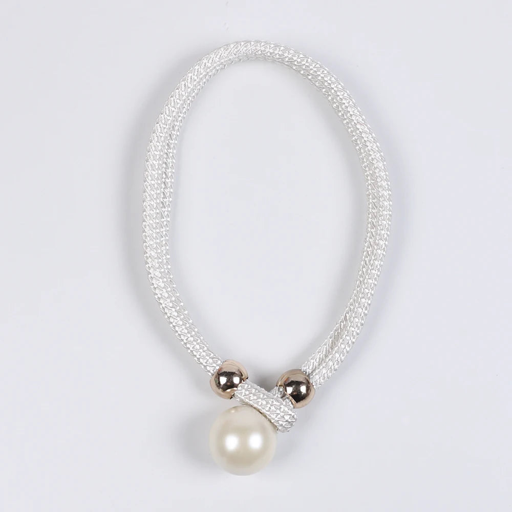 Pearl Curtain Tieback Adjustable Curtain Clip Tie Back Buckle Curtain Rope Pull-outs Curtain Decor for Home Bedroom Office Zpaxo White