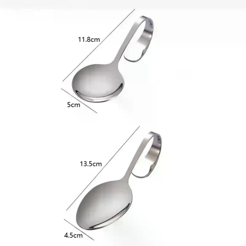 Stainless Steel Service Tableware Curved Handle Spoon Hotel Golden Zpaxo