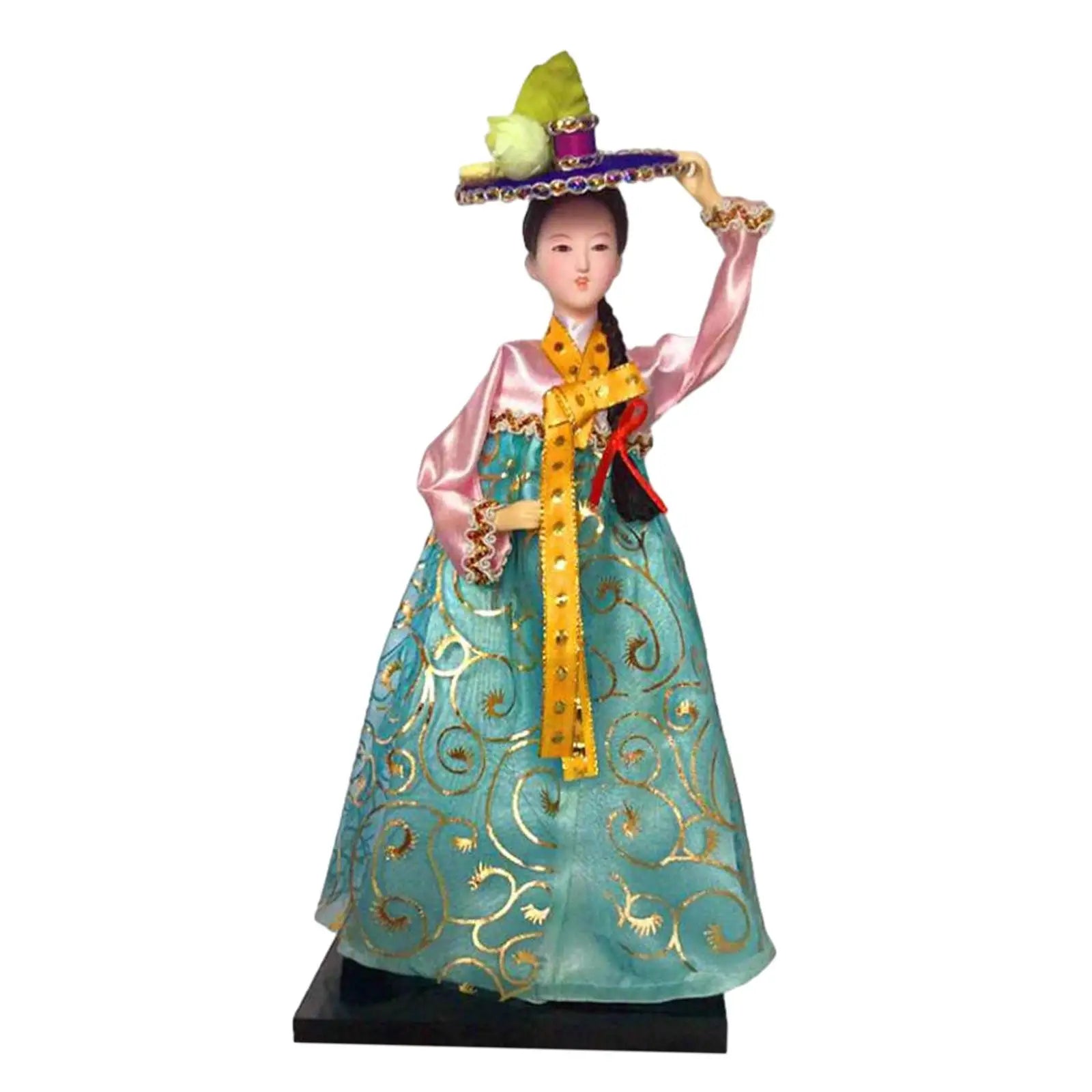Korean Hanbok Doll Figurine – 12" Resin Collectible Statue Decorative Figurine Zpaxo Style G