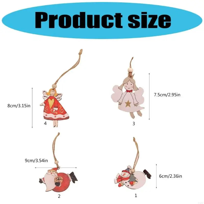 Hand Painted Natural Wooden Christmas Ornaments Hanging Pendant Santa
