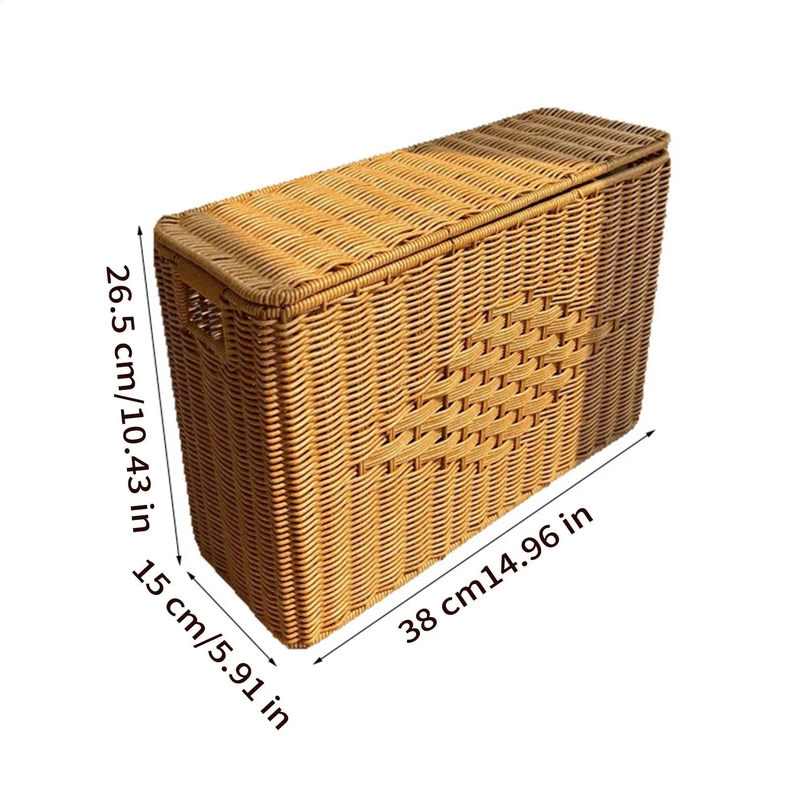 Slim Storage Basket with Lid Dustproof Tall Slim Woven Home Storage Bin Basket for Dorm Office Apartment Bedroom Living Room Zpaxo