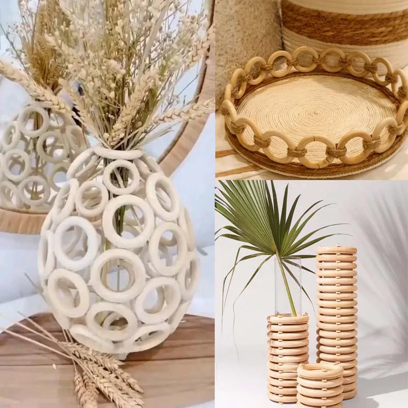 Unfinished Wooden Rings for Macrame, DIY Crafts & Jewelry Wood Craft Rings Zpaxo