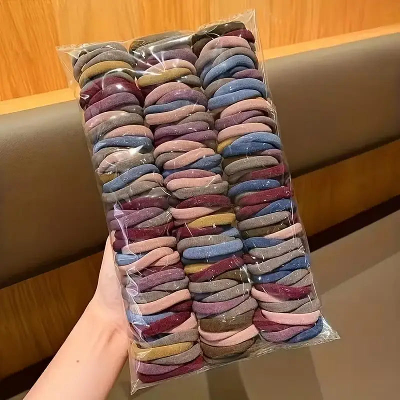 100pcs Seamless Elastic Headbands – Durable Ponytail Holders for Women & Teens, Assorted Colors Zpaxo