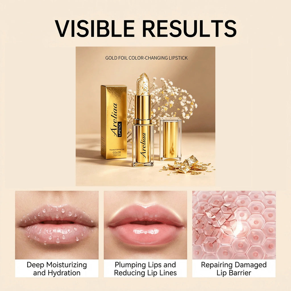 Gold Foil pH Color Changing Lip Balm | Moisturizing Lip Gloss Color Changing Lip Gloss Zpaxo
