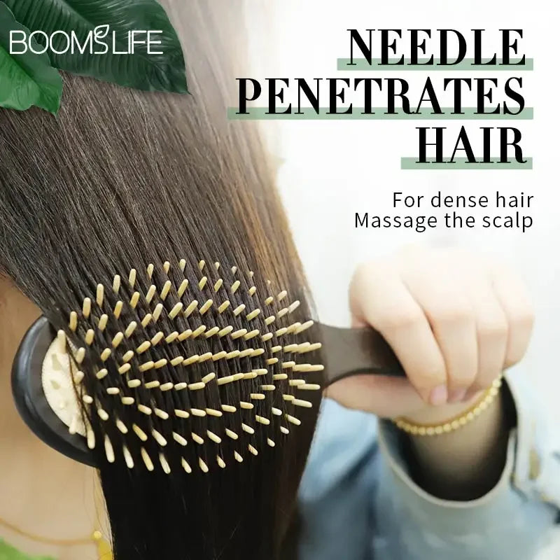 BOOMSLIFE Custom Wood Hair Brush Women Airbag Detangling Head Scalp Massage Brush Wood Comb For Hair Care Brosse Cheveux Femme Zpaxo