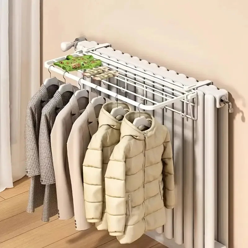Heavy-duty Wall-mounted Radiator Rack Pull-out Clothes Drying Shelves