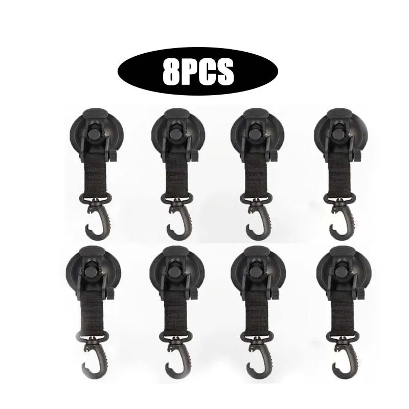 4Pcs Suction Cup Anchor Securing Hook Tie Down Camping Tarp As Car Side Awning Pool Tarps Tents Securing Hook Universal Travel Zpaxo 8pcs-black