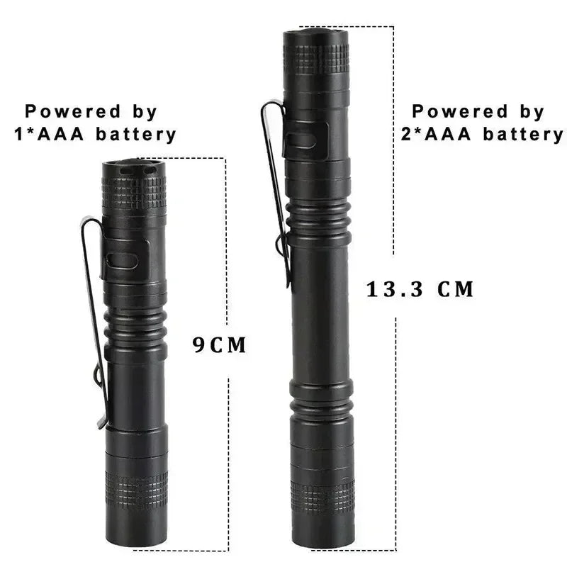 Mini LED Pen Flashlight 300LM with Clip – Pocket Torch AAA