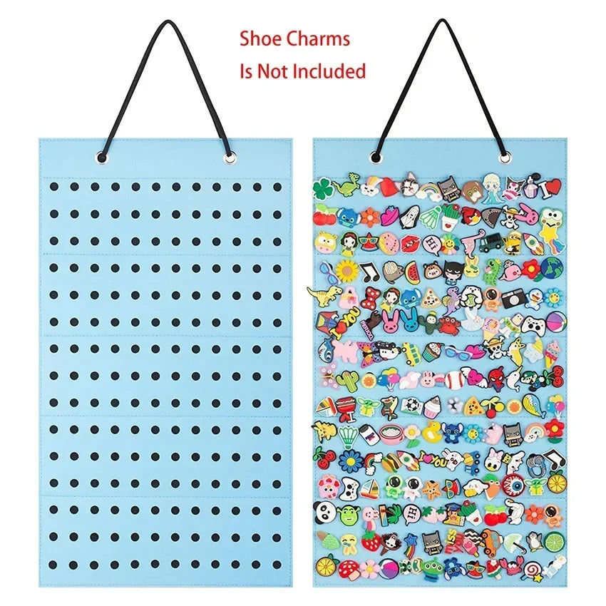 Wall-mounted Shoe Charms Organizer With 180 Holes Hanging Shoe Charm Holder Shoe Decoration Clog Charms Display Badge Storage Zpaxo 180 holes - blue