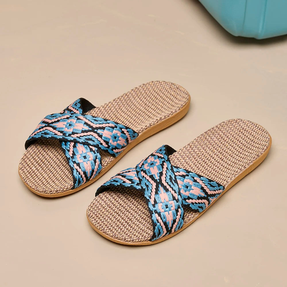 Summer Men Slippers Antislip Home Lightweight Shoes Women Indoor Zpaxo Blue 42-43