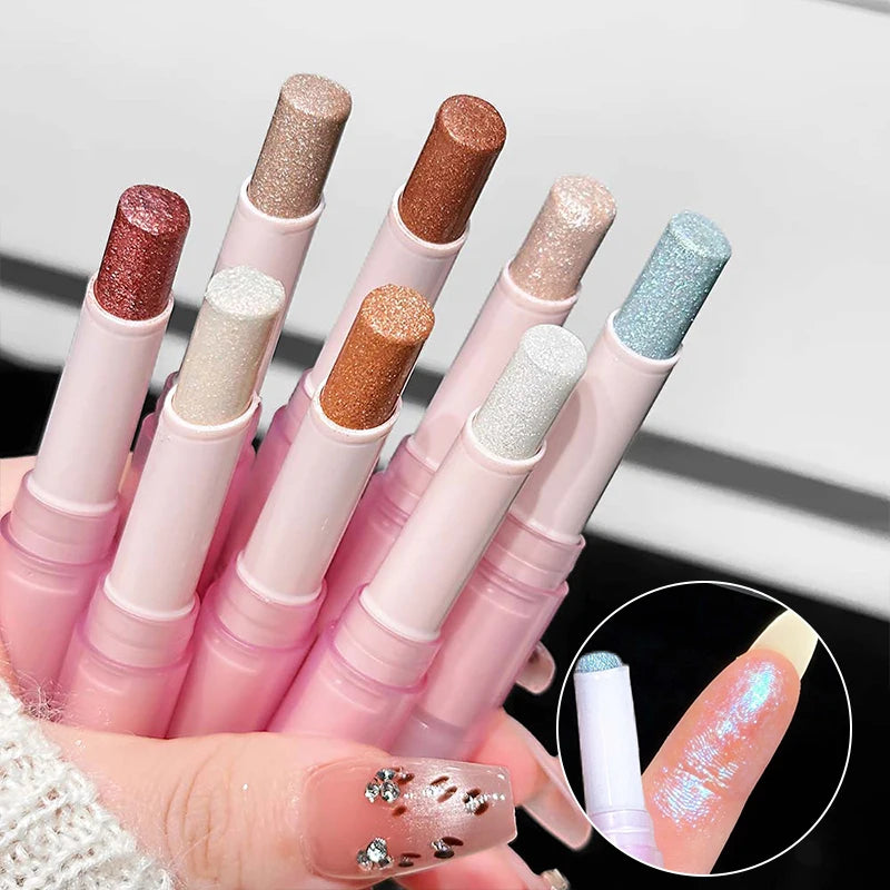 8 Colors Pearlescent Jelly Eyeshadow Stick Shimmer Brightening Highlighter Shadow Stick Waterproof Lasting Eyeshadow Makeup Zpaxo