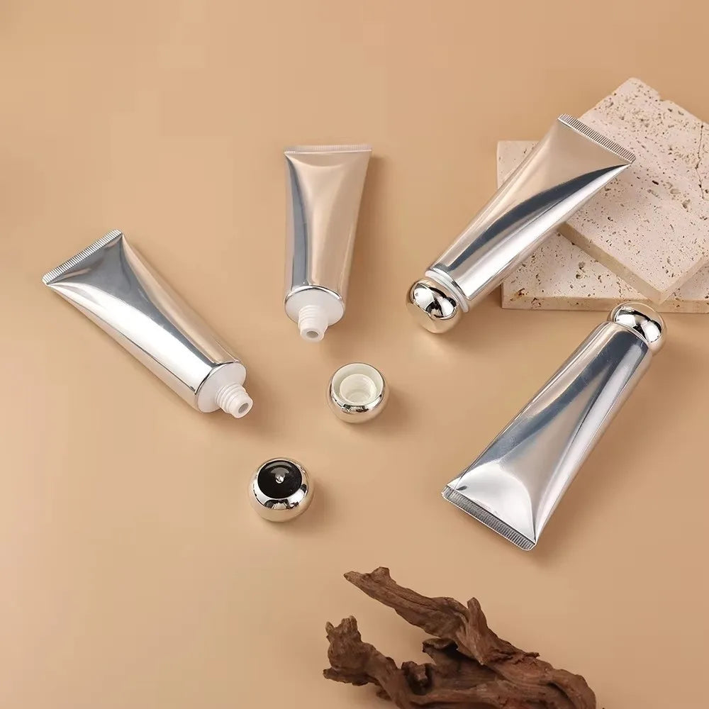 50ml Squeeze Tubes Empty Refillable Travel Bottles Plastic Gold Silver Cosmetic Containers For Facial Cleaner Lotion Hand Cream Zpaxo