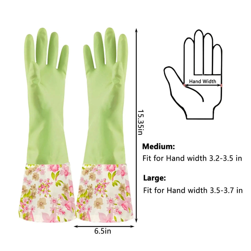 Dishwashing Gloves, Household Kitchen Rubber Cleaning Gloves 2 Pair Large (Pink+Green) Zpaxo