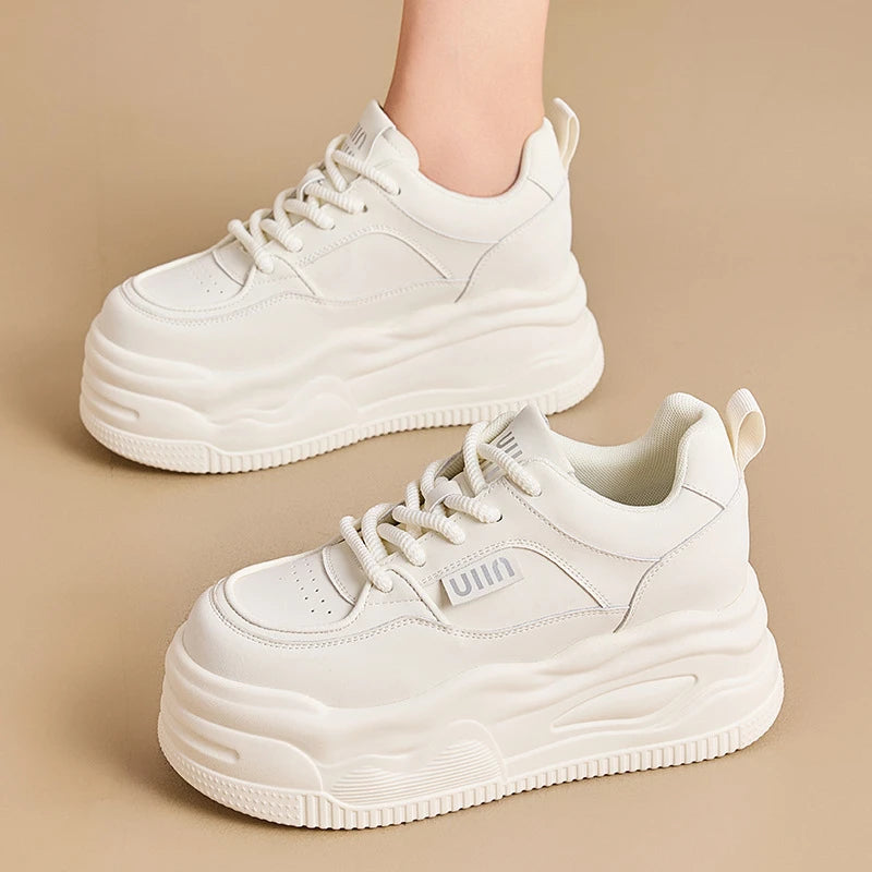 CINESSD 2023 Trendy Mesh Platform Sneakers Leather Shoes Breathable Zpaxo