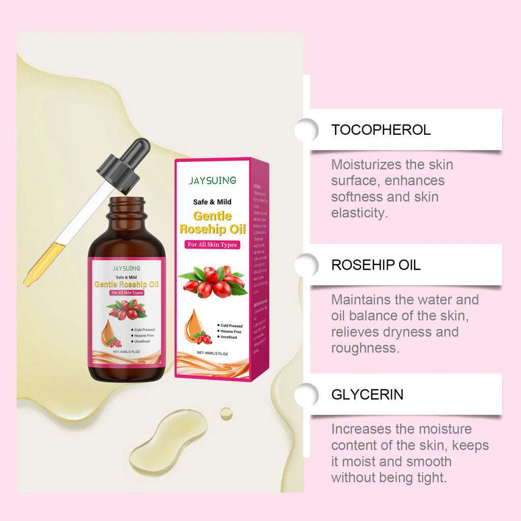 Jaysuing Rosehip Facial Oil Anti-Aging Moisturizing Essence 60ml Facial Essence Oil Zpaxo