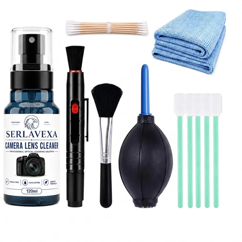 7 in 1 Camera Lens Cleaning Set 120ml Liquid Air Blower Sensor Cleaning Swab Microfiber Cloth Brush Tools for Mirrorless DSLR Zpaxo 120mlset