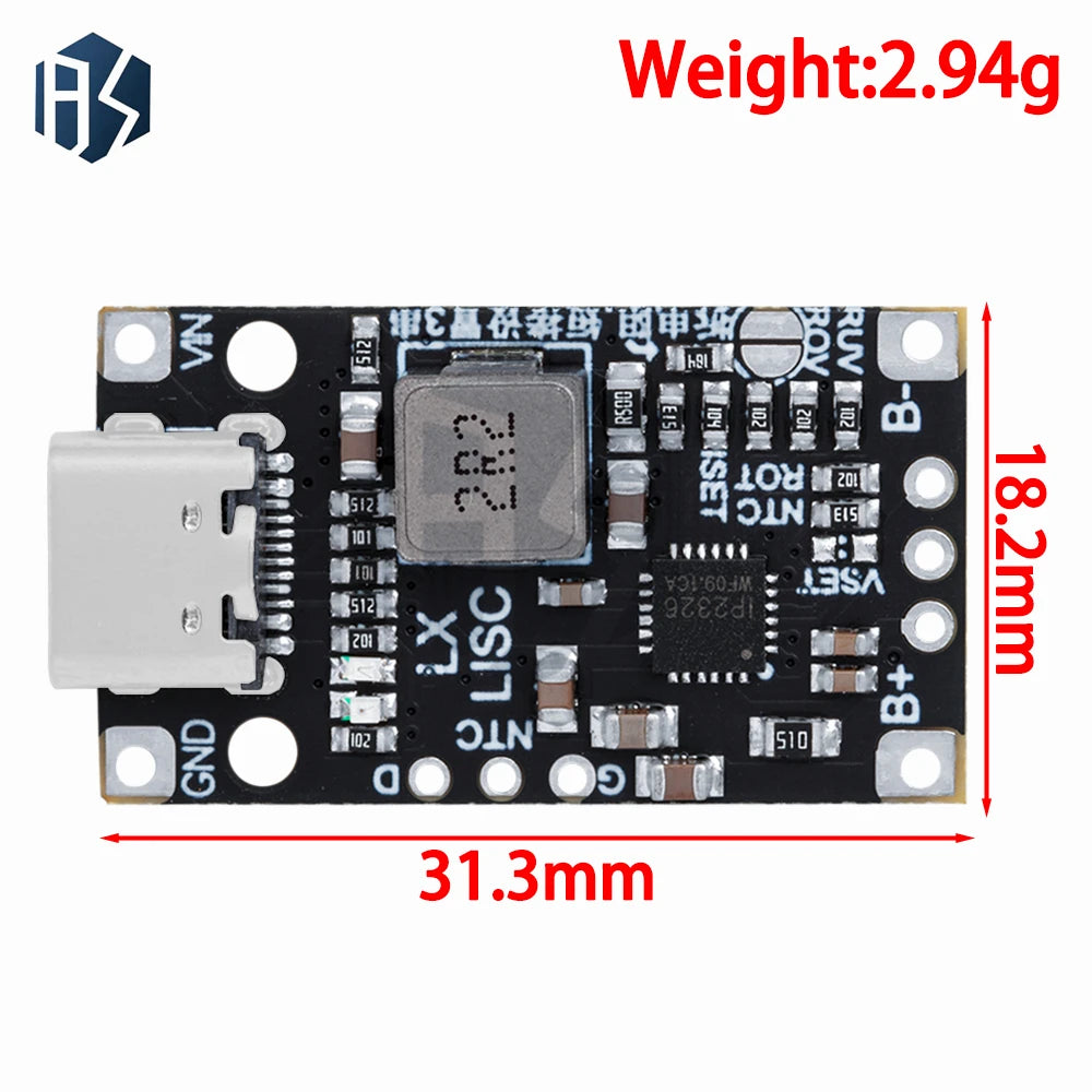 Type-c USB 2-3S BMS 15W 8 4V 12 6V 1 5A Lithium Battery Charging Zpaxo