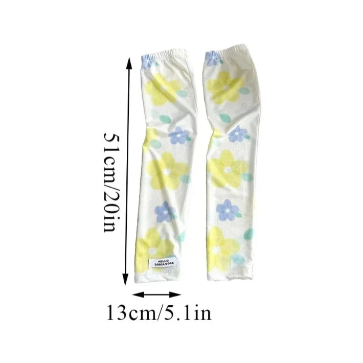 Ice Silk Arm Sleeves Floral Printed Cool Muff Sun Protection Covers Zpaxo