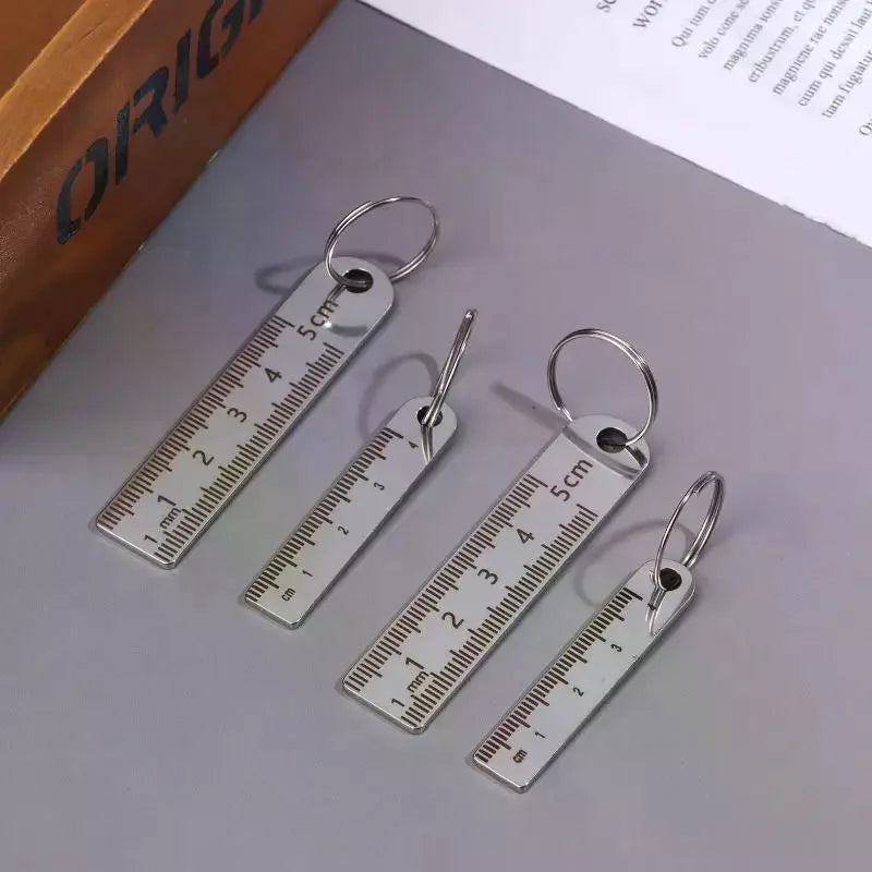 Stainless Steel Mini Ruler With Keychain - Measuring Tool For Office And School Supplies (Anti-loss Measuring Ruler) Zpaxo