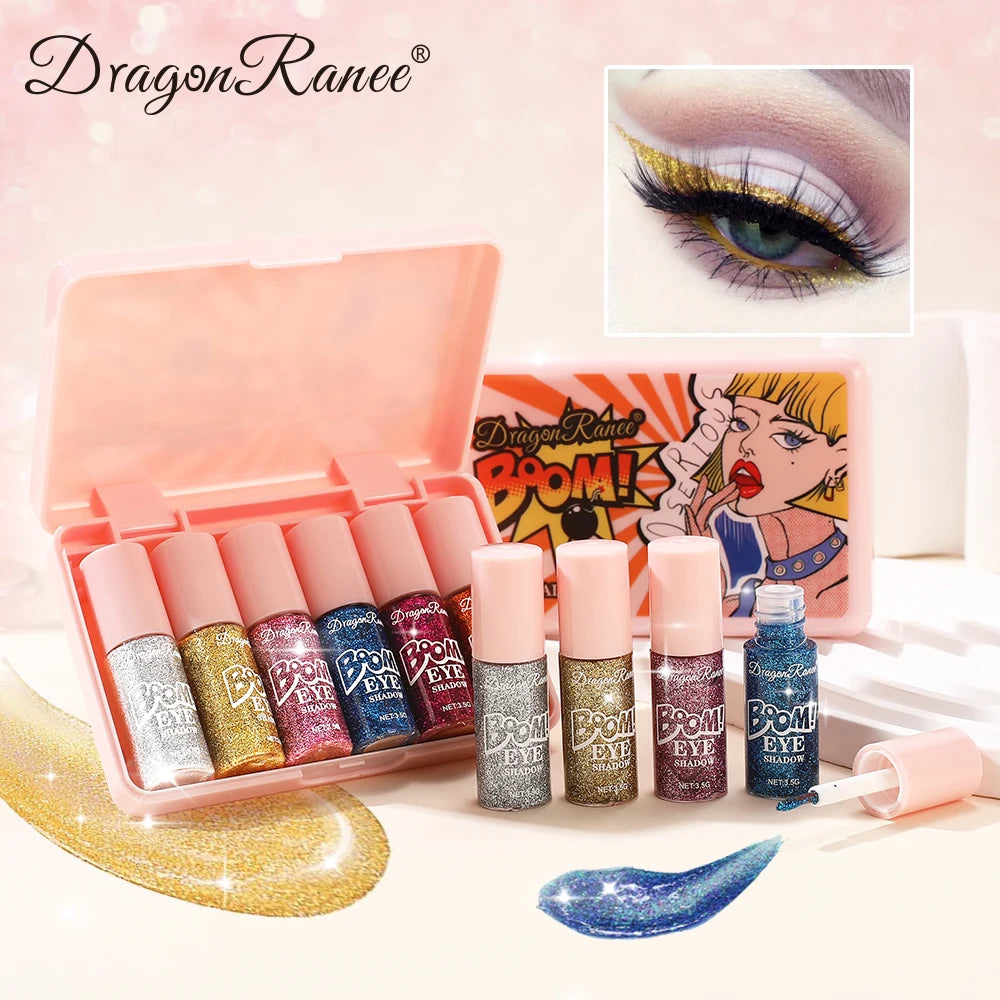 Six Piece Eye Shadow Cover Box, Fine Glitter, Pearlescent, Waterproof, Delicate Makeup, Non-Smudging, Holiday Stage Party, Versatile Zpaxo