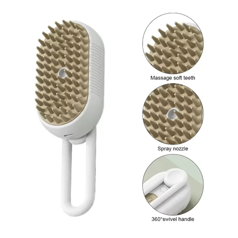 New Cat Dog Pet Spray Massage Brush One Button Steam Spray Folding Rotatable Floating Hair Bath Hair Removal Brush Comb Zpaxo