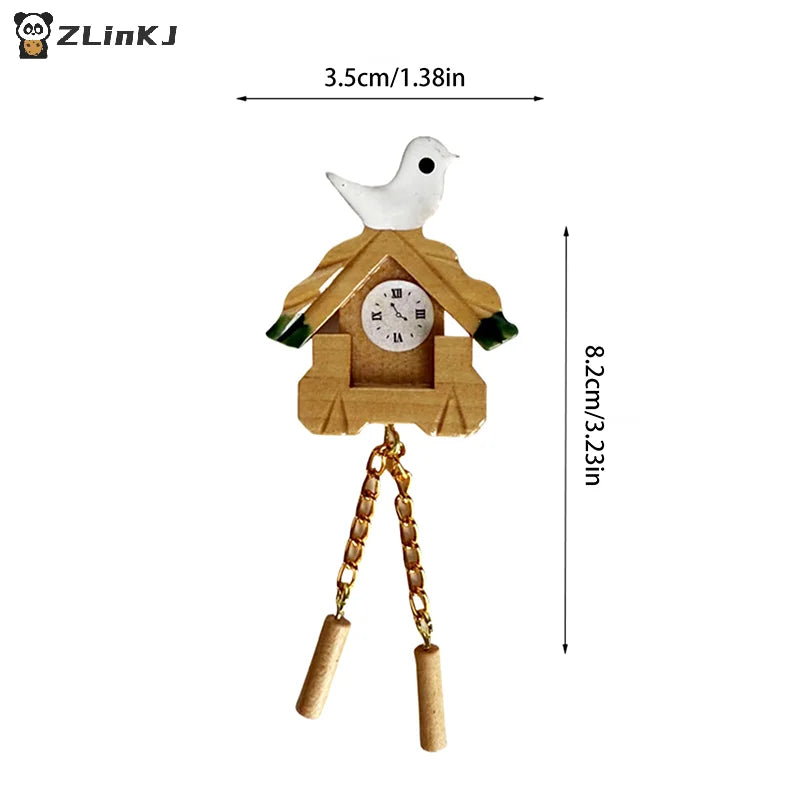 ▶1:12 Dollhouse Miniature Bird Wall Clock Furniture Home Model Decor Toy Doll House Accessories Zpaxo