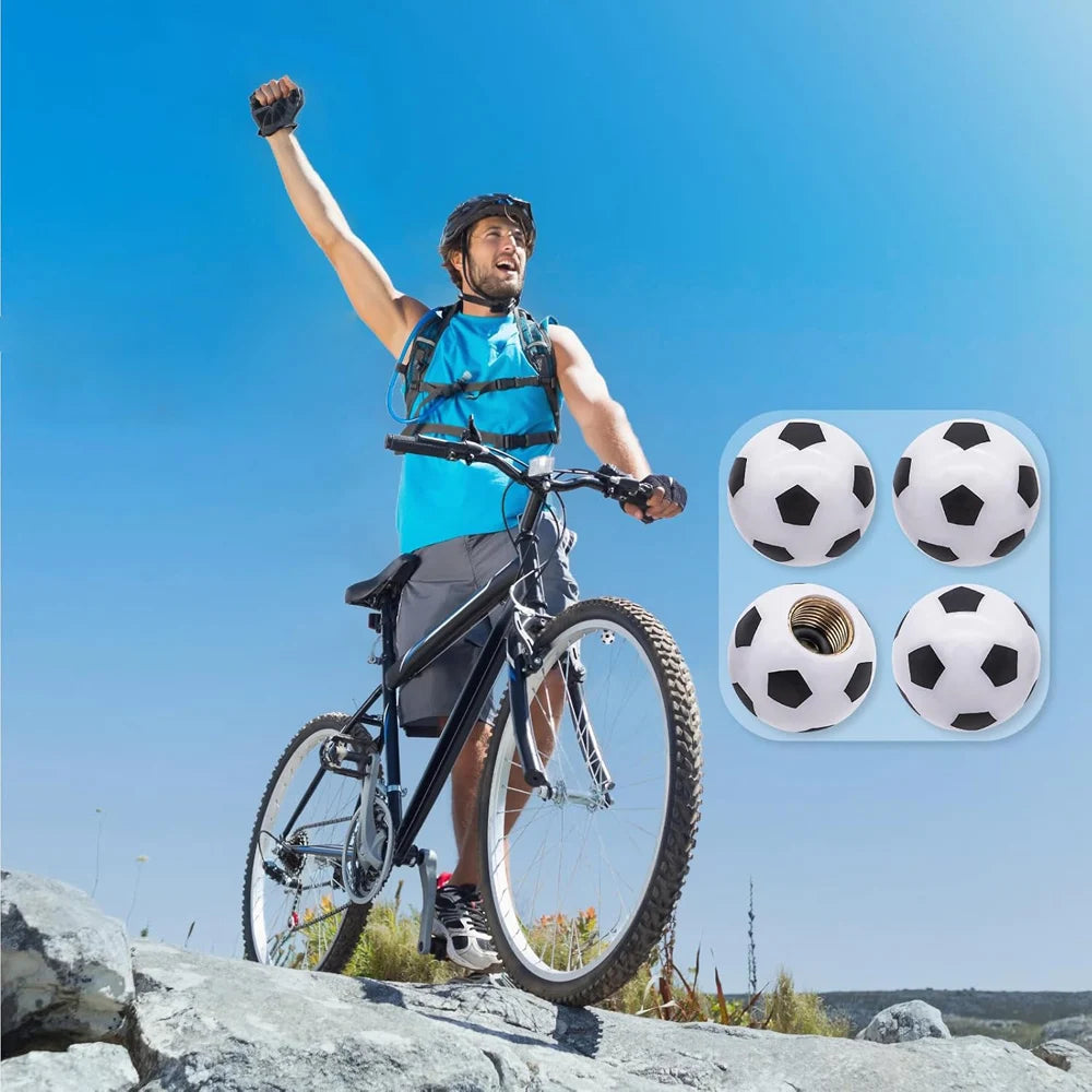 Football Tire Valve Stem Caps – Dustproof 4-Pack | Cars & Bikes