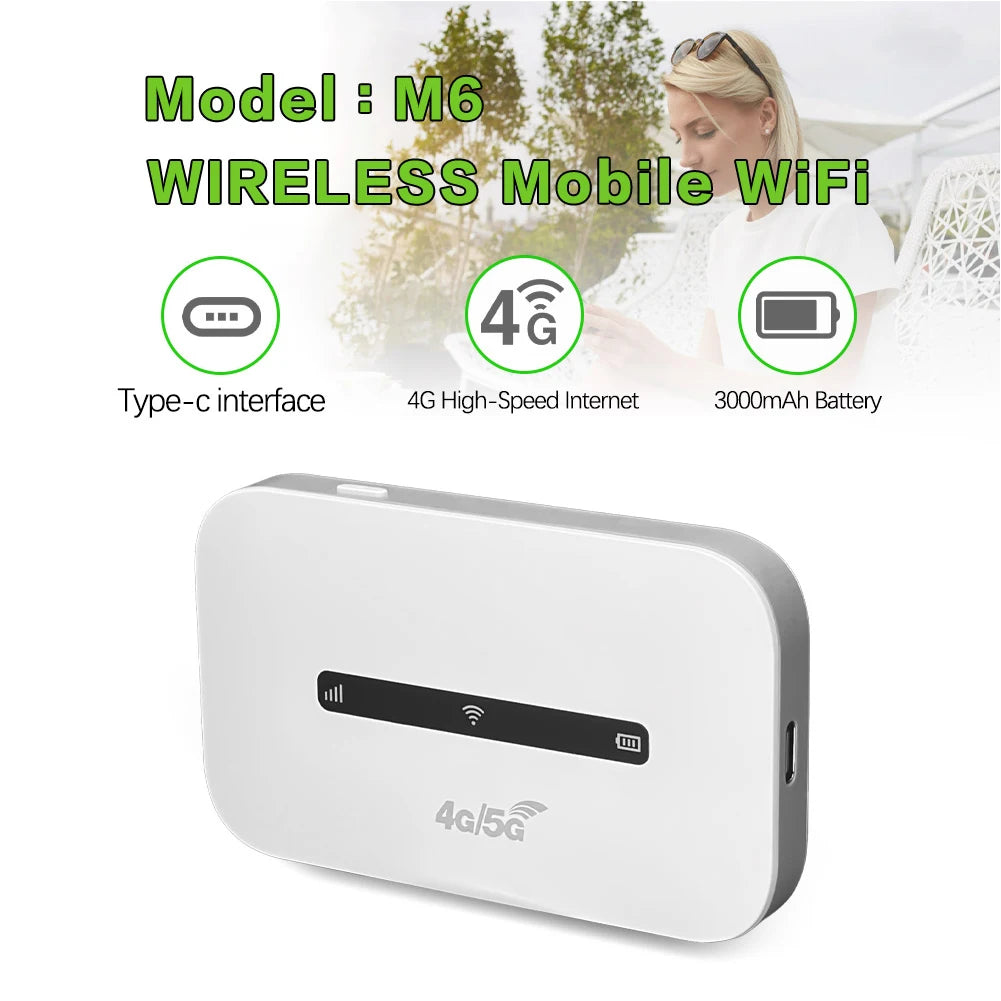 4G LTE Portable WiFi Hotspot 3000mAh 150Mbps Wireless Internet Router with SIM Card Slot Modem Router for Home Office Car Travel Zpaxo